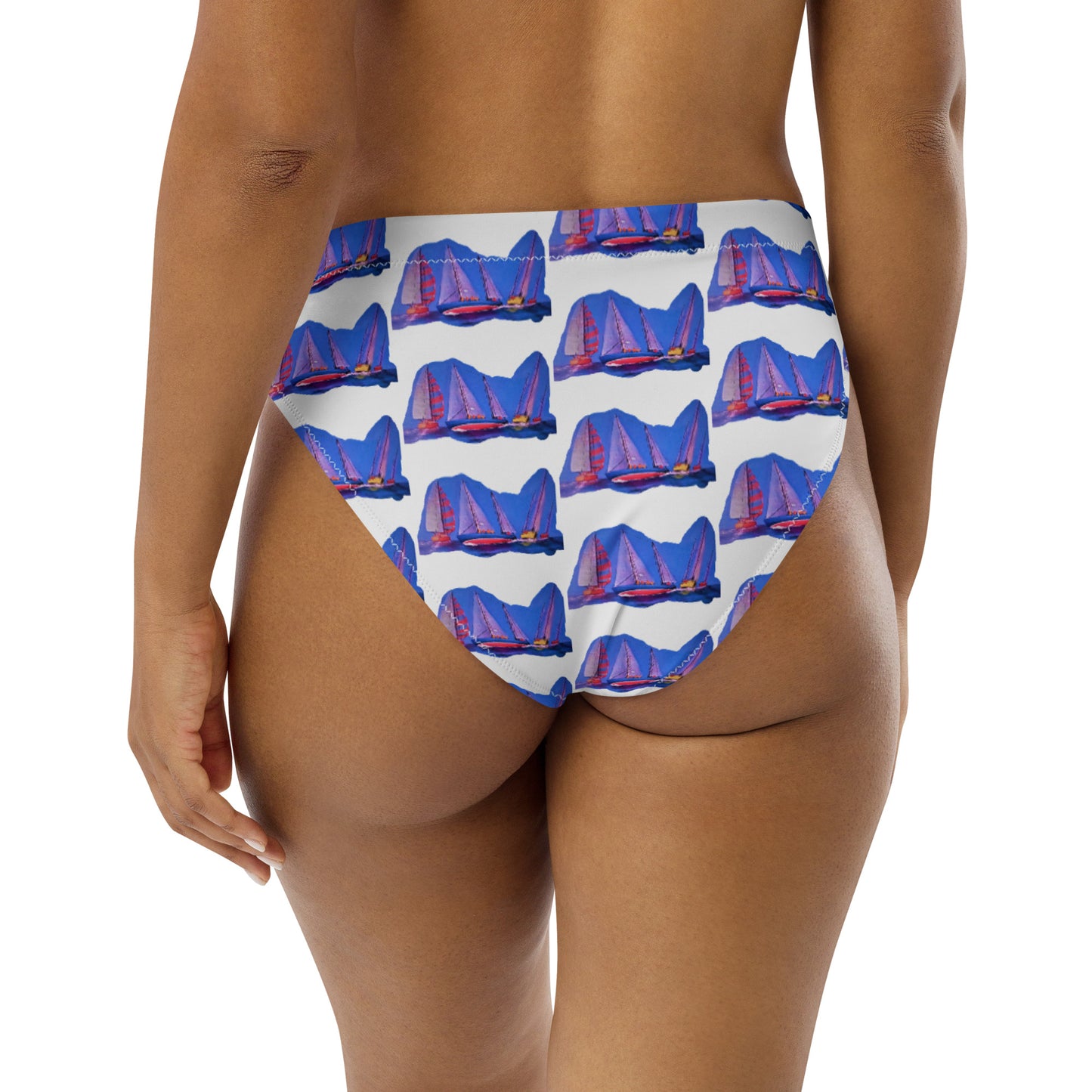 Recycled high-waisted all-over bikini bottom